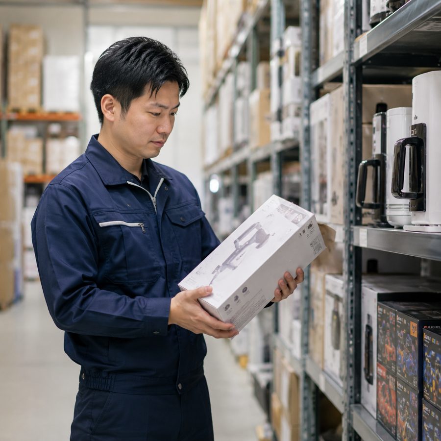 商品を手に取って査定